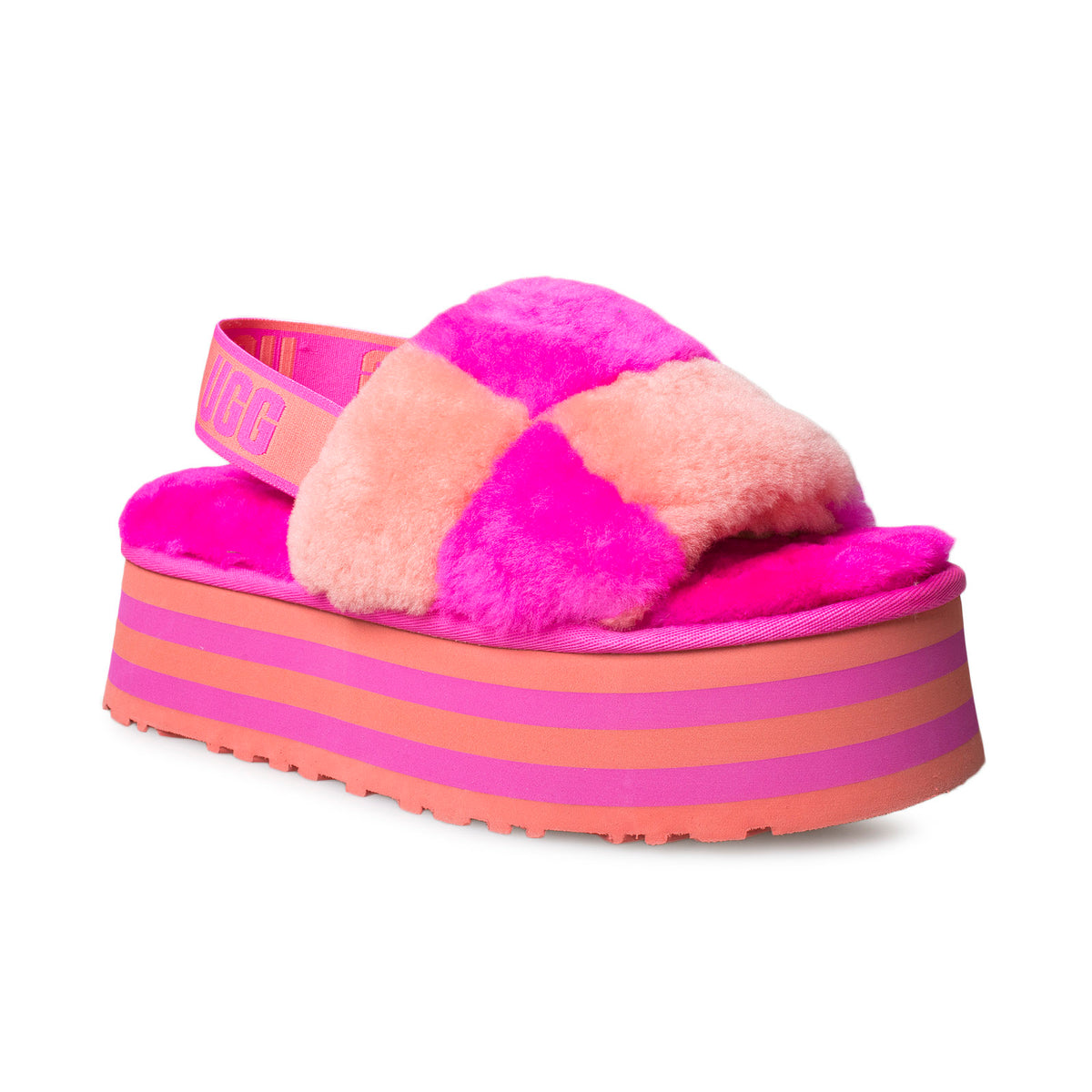 UGG Disco Checker Vibrant Coral / Rock Rose Slippers - Women's ...