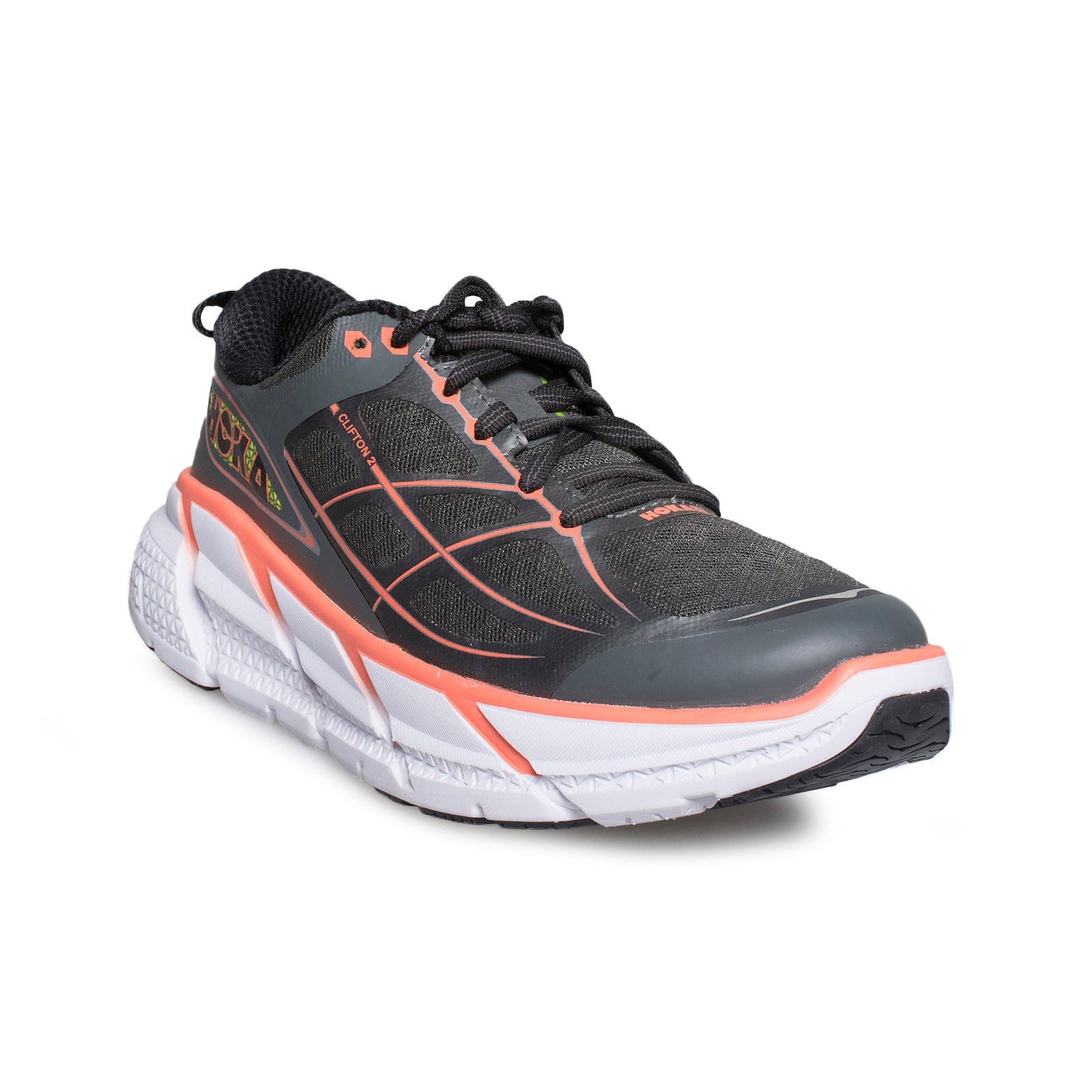 Hoka One One Clifton 2 Gray / Neon Coral RunningShoes - Women's ...