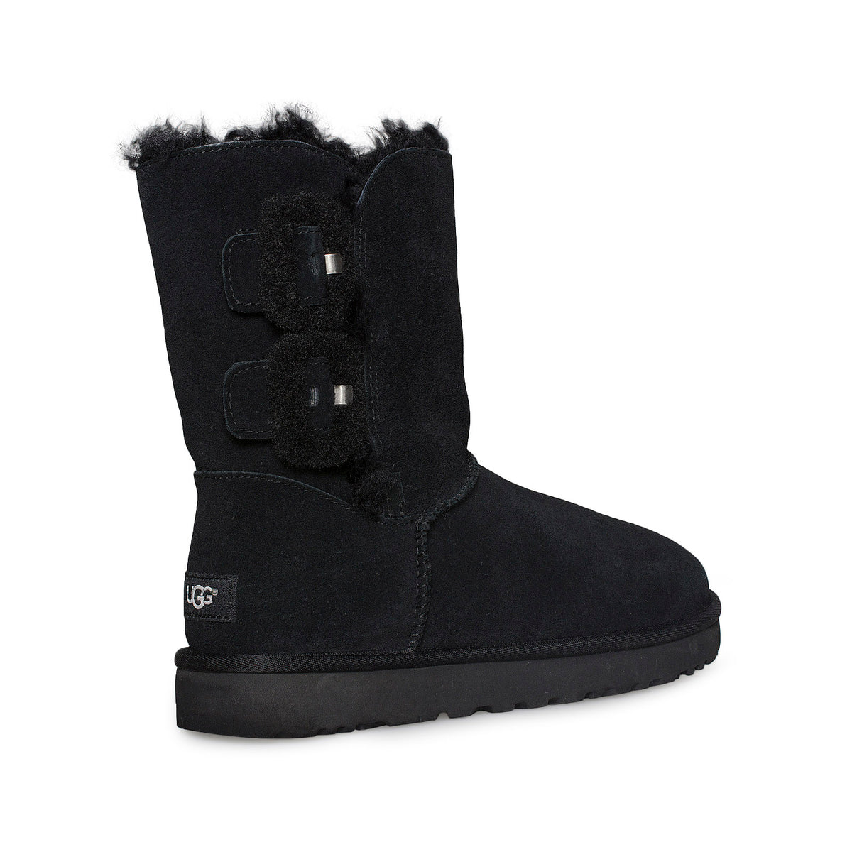 UGG Bailey Fluff Buckle Black Boots - Women's – MyCozyBoots