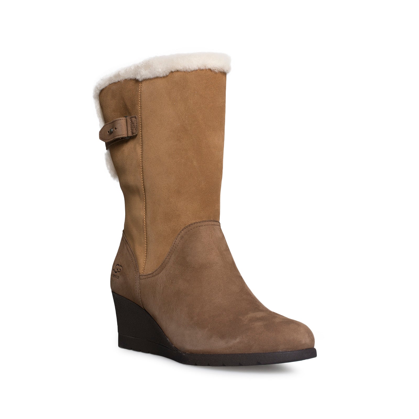 edelina uggpure leather & suede wedge boot