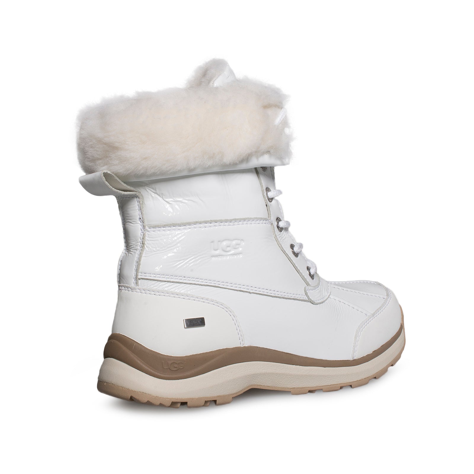 UGG Adirondack III Patent Leather White Boots - Women's - MyCozyBoots