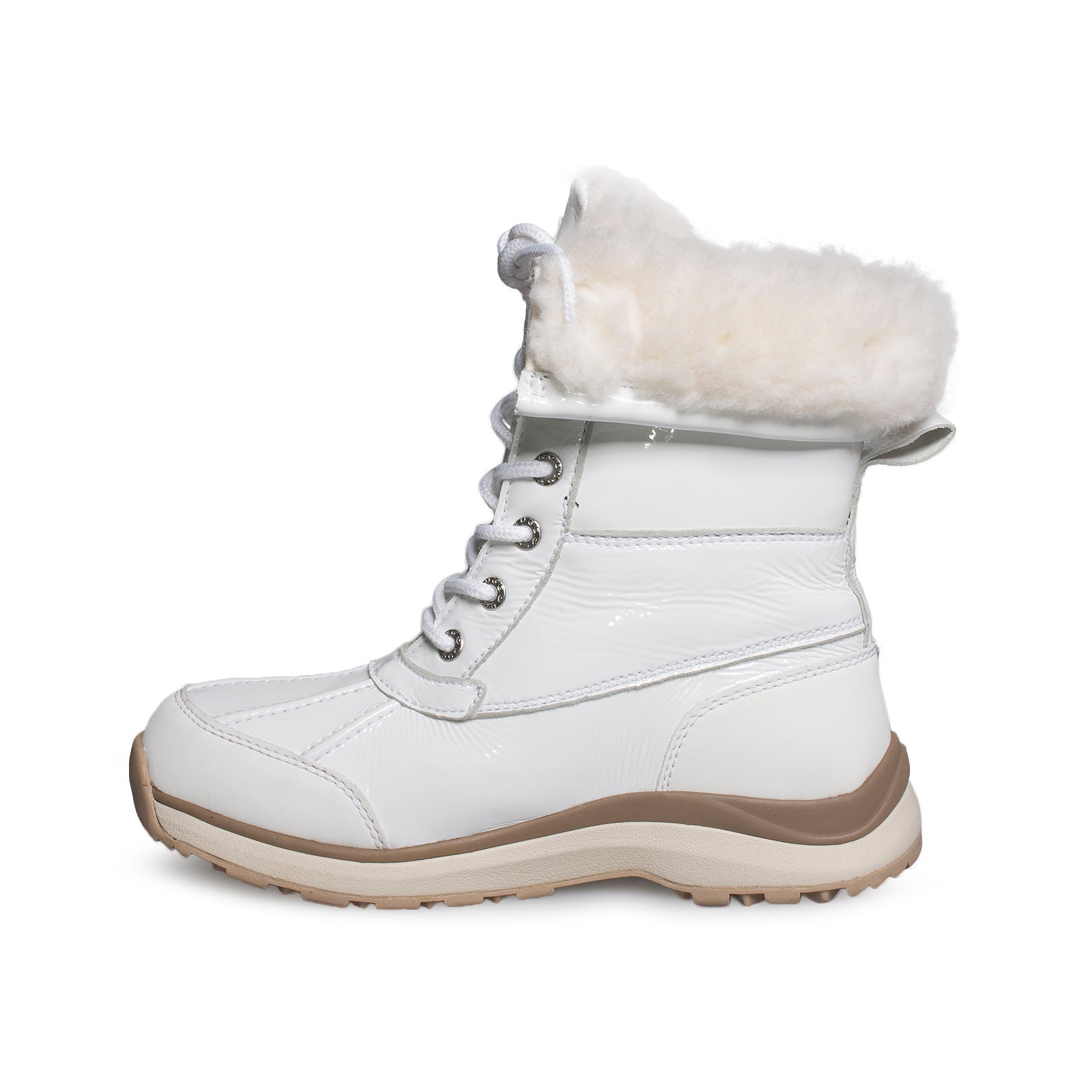 UGG Adirondack III Patent Leather White Boots - Women's – MyCozyBoots