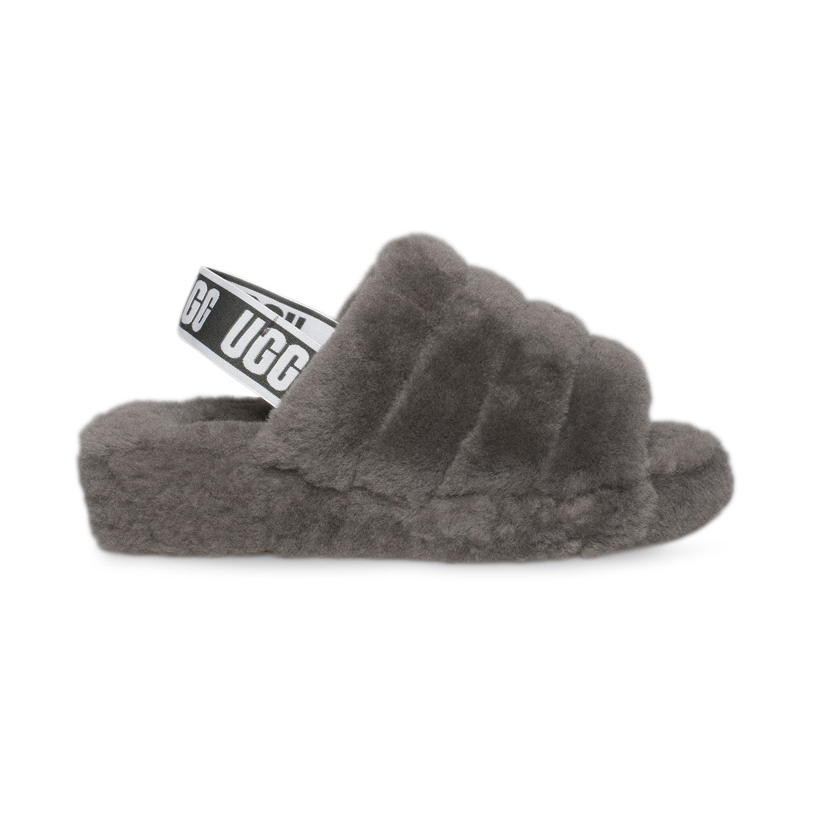 UGG Fluff Yeah Slide Charcoal Slippers - Women's – MyCozyBoots