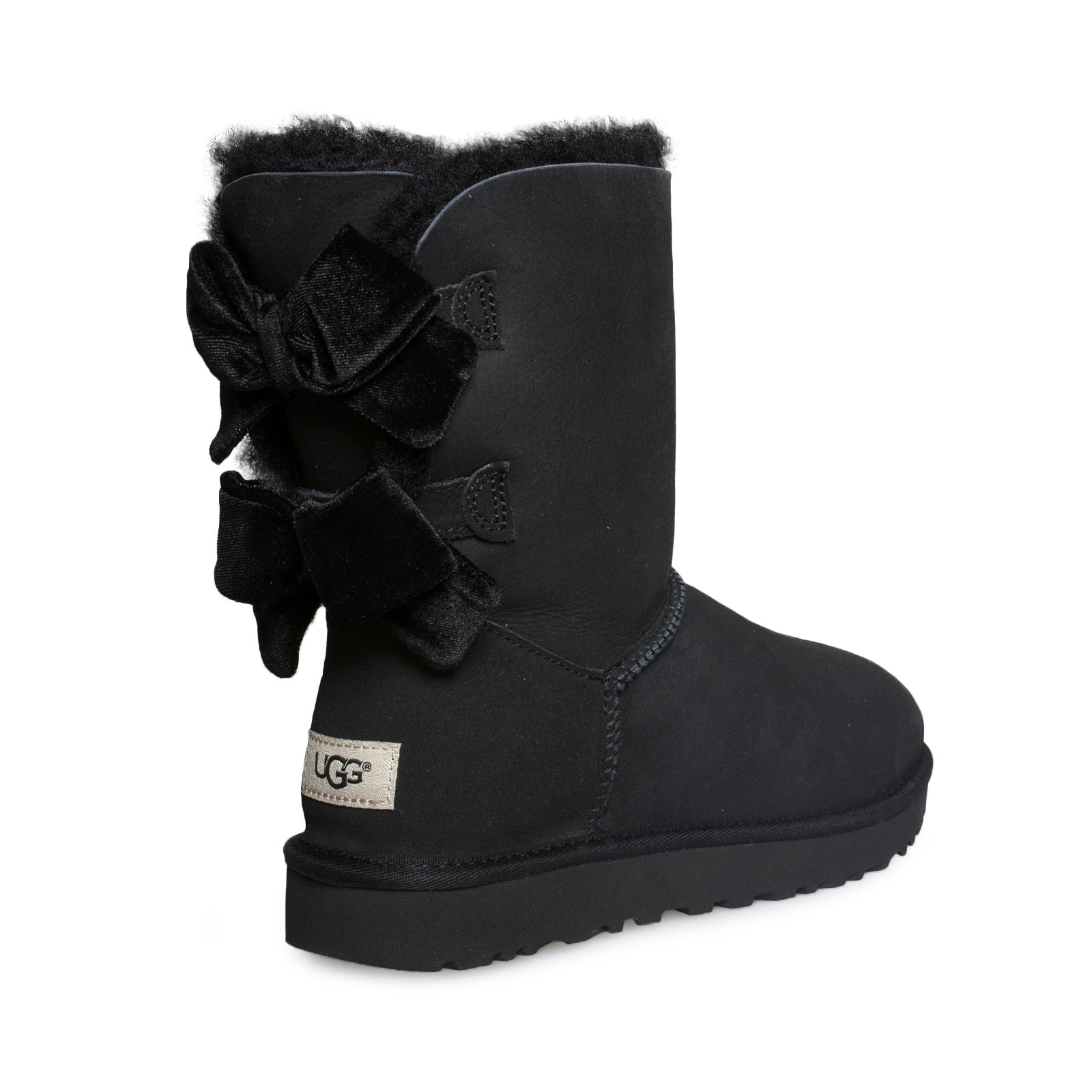 black ugg boots with bows on back