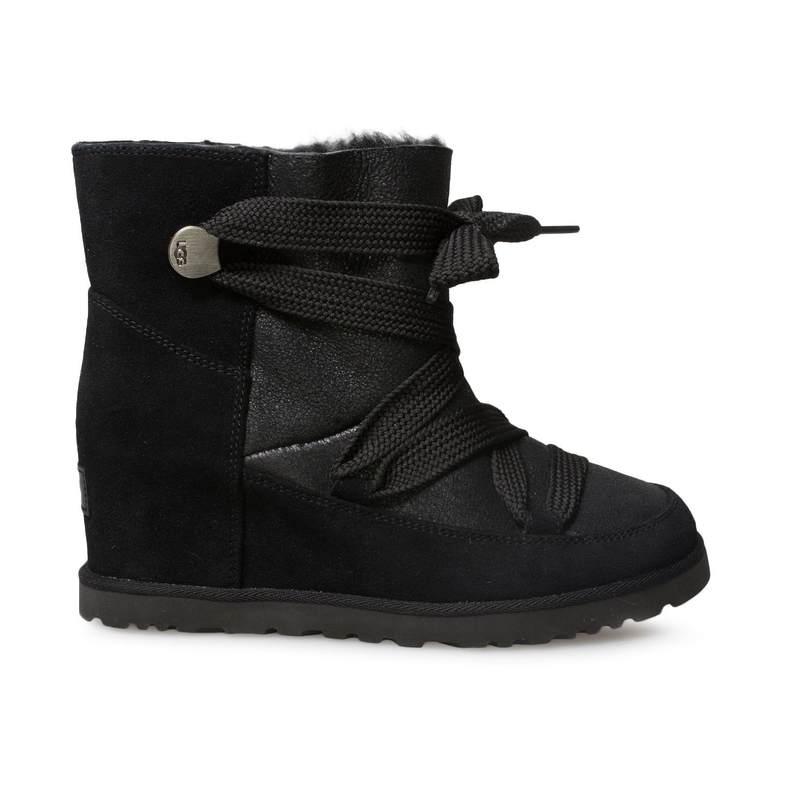 UGG Classic Femme Lace Up Black Boots - Women's – MyCozyBoots