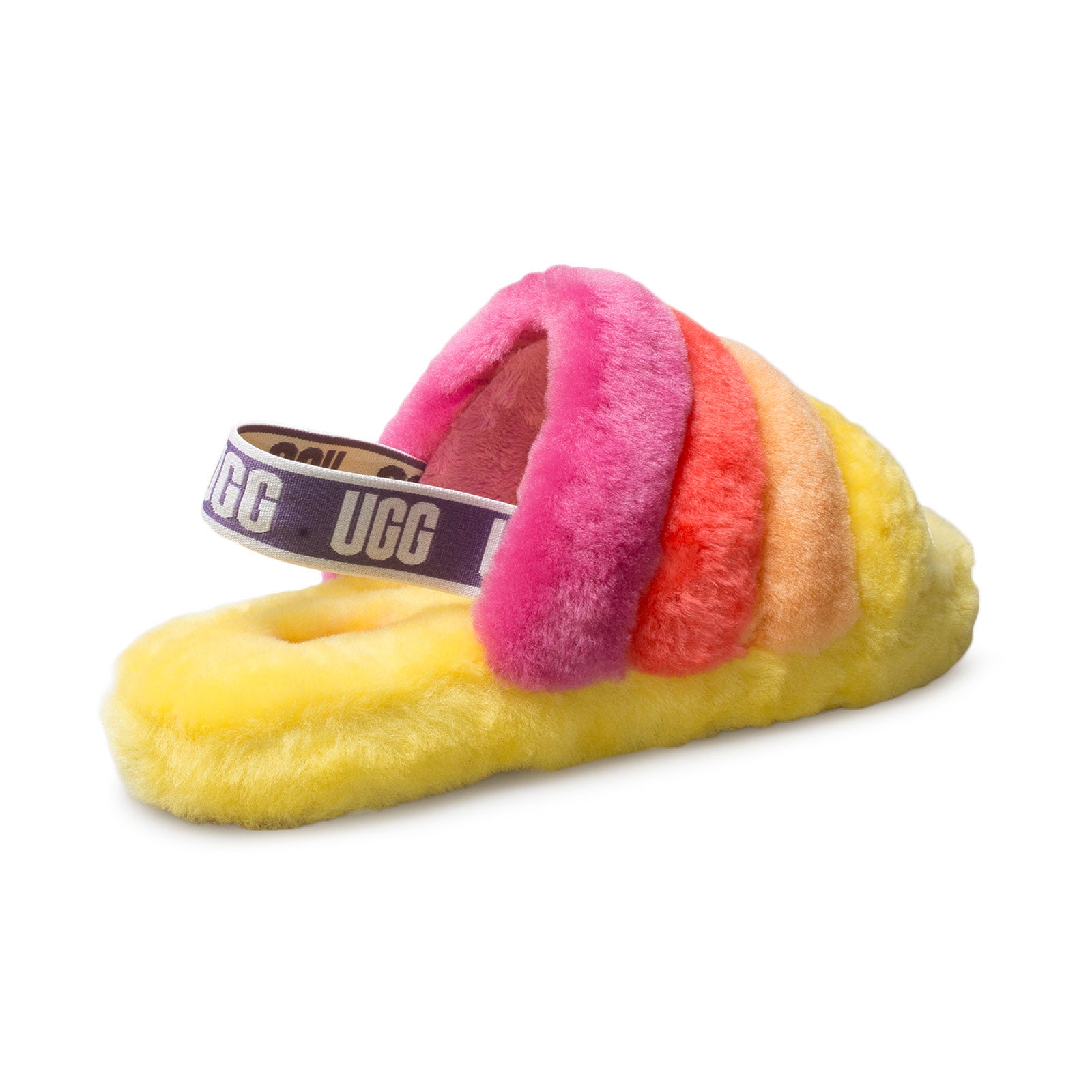 UGG Fluff Yeah Slide Pride Rainbow Yellow Slippers - Men's â MyCozyBoots