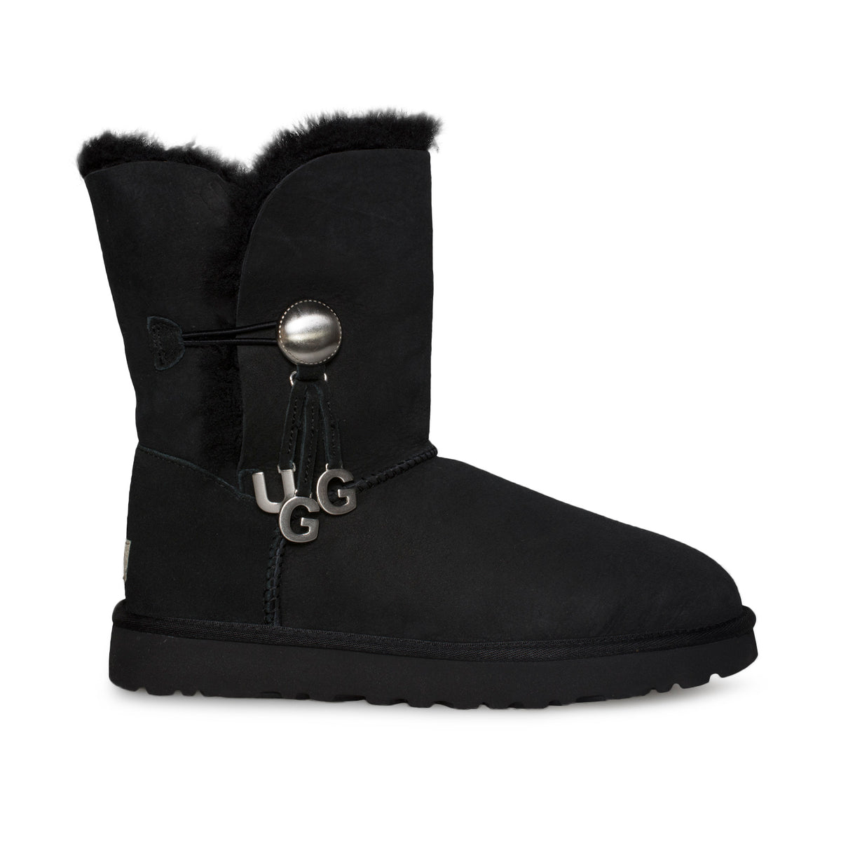 UGG Bailey Button UGG Charm Black Boots - Women's – MyCozyBoots