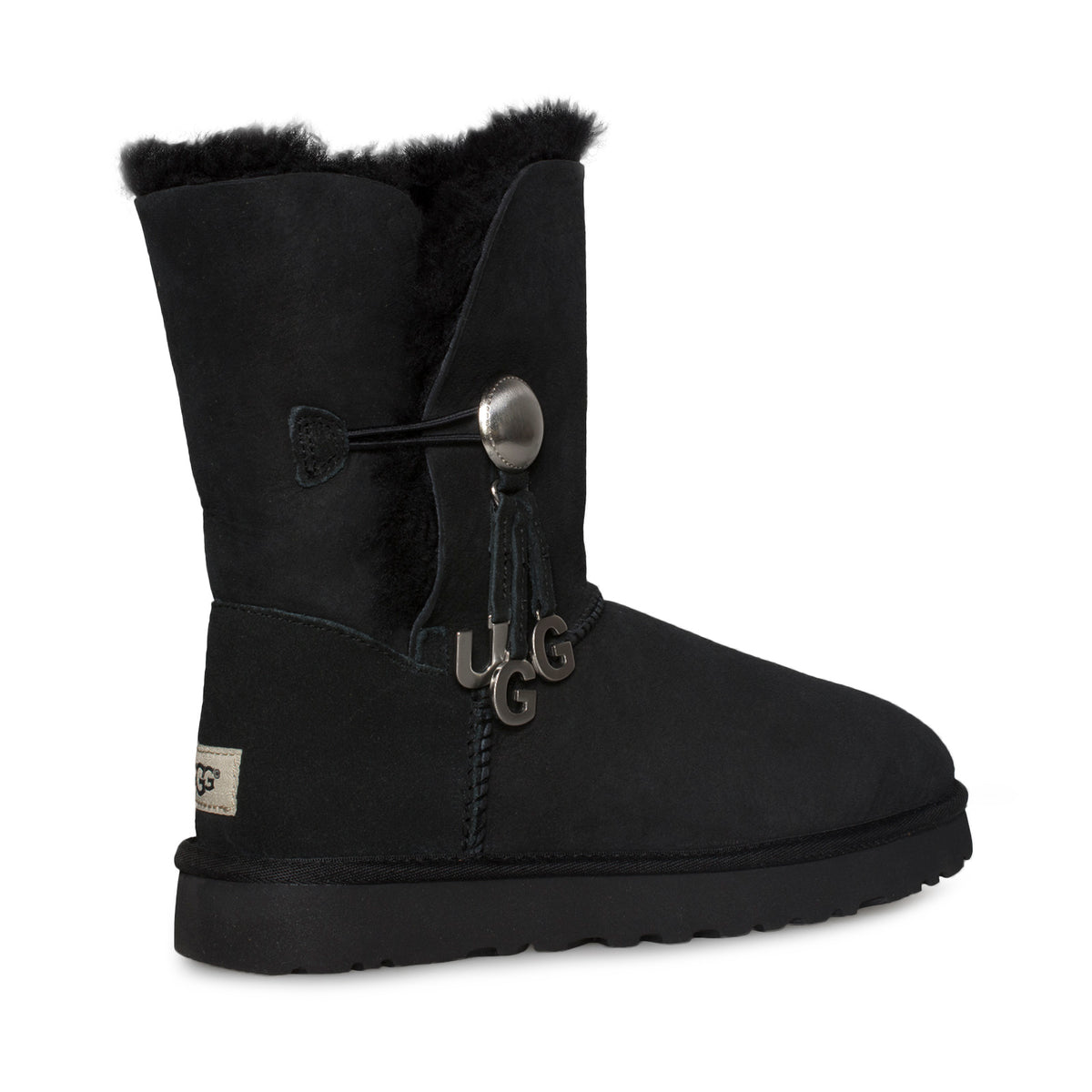 UGG Bailey Button UGG Charm Black Boots - Women's – MyCozyBoots