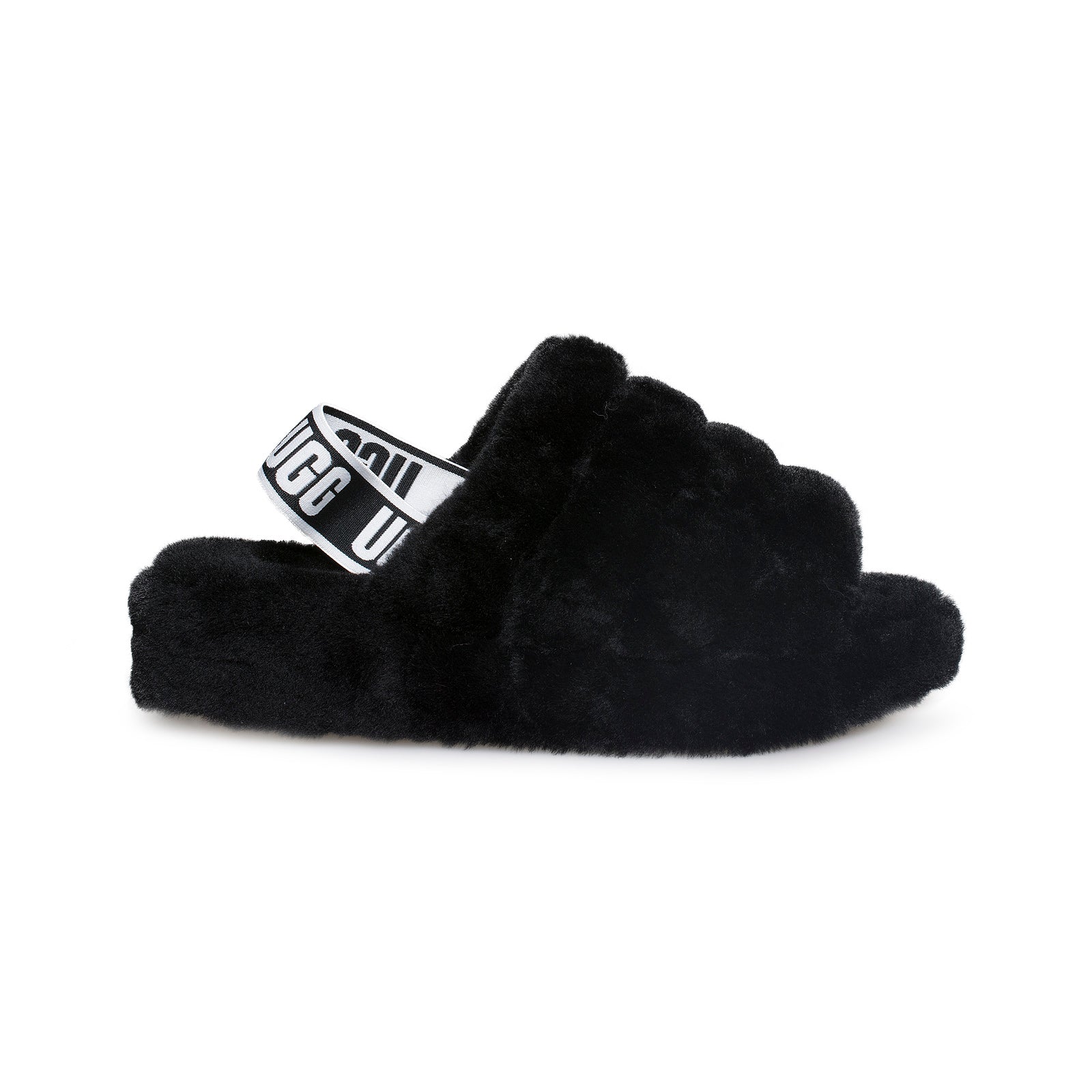 UGG Fluff Yeah Slide Black Slippers - Women's – MyCozyBoots