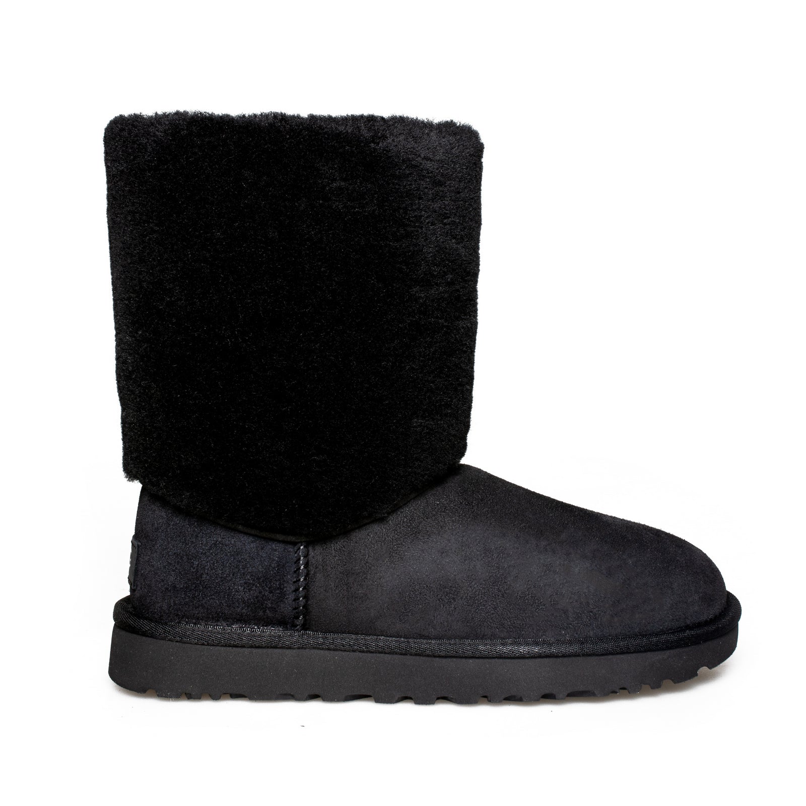 UGG Classic Short II Sherpa Cuff Black Boots - Women's – MyCozyBoots