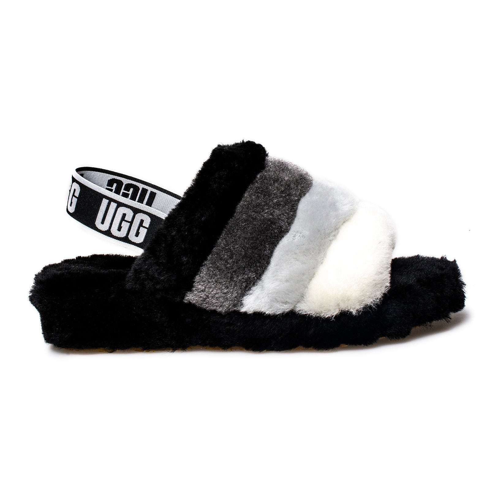 black multi ugg slides