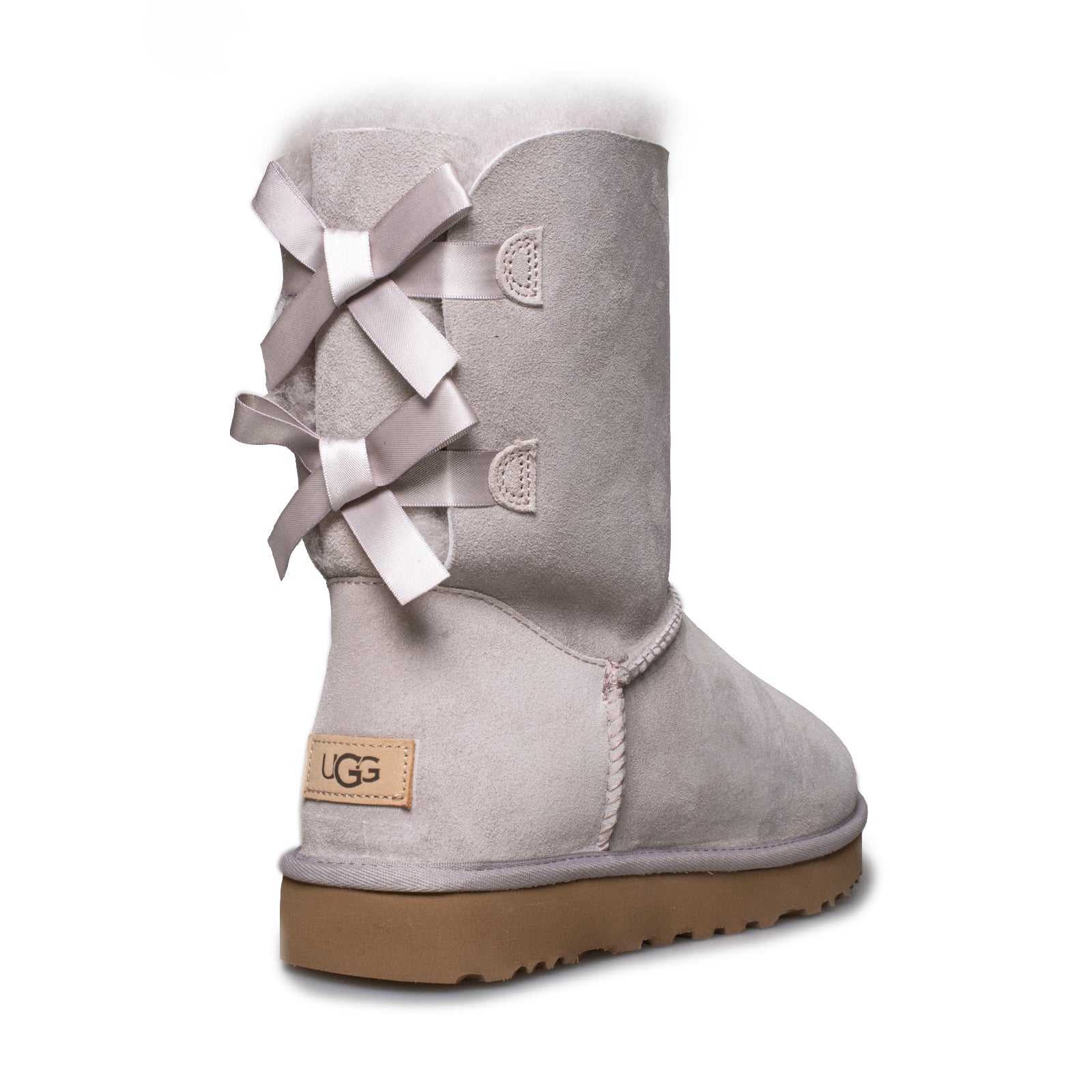 gray uggs with bows on the back