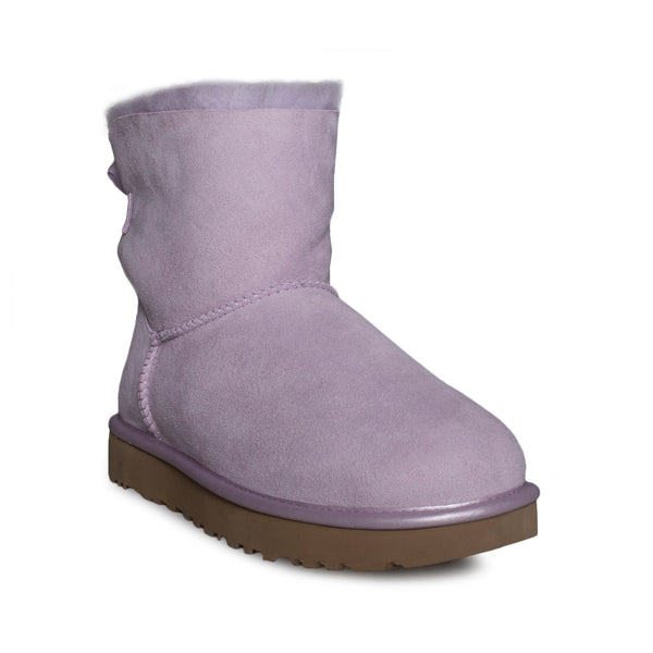 UGG Mini Bailey Bow II Metallic Lavender Fog Boots - Women's - MyCozyBoots
