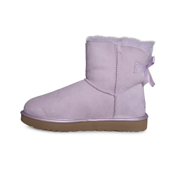 UGG Mini Bailey Bow II Metallic Lavender Fog Boots - Women's - MyCozyBoots