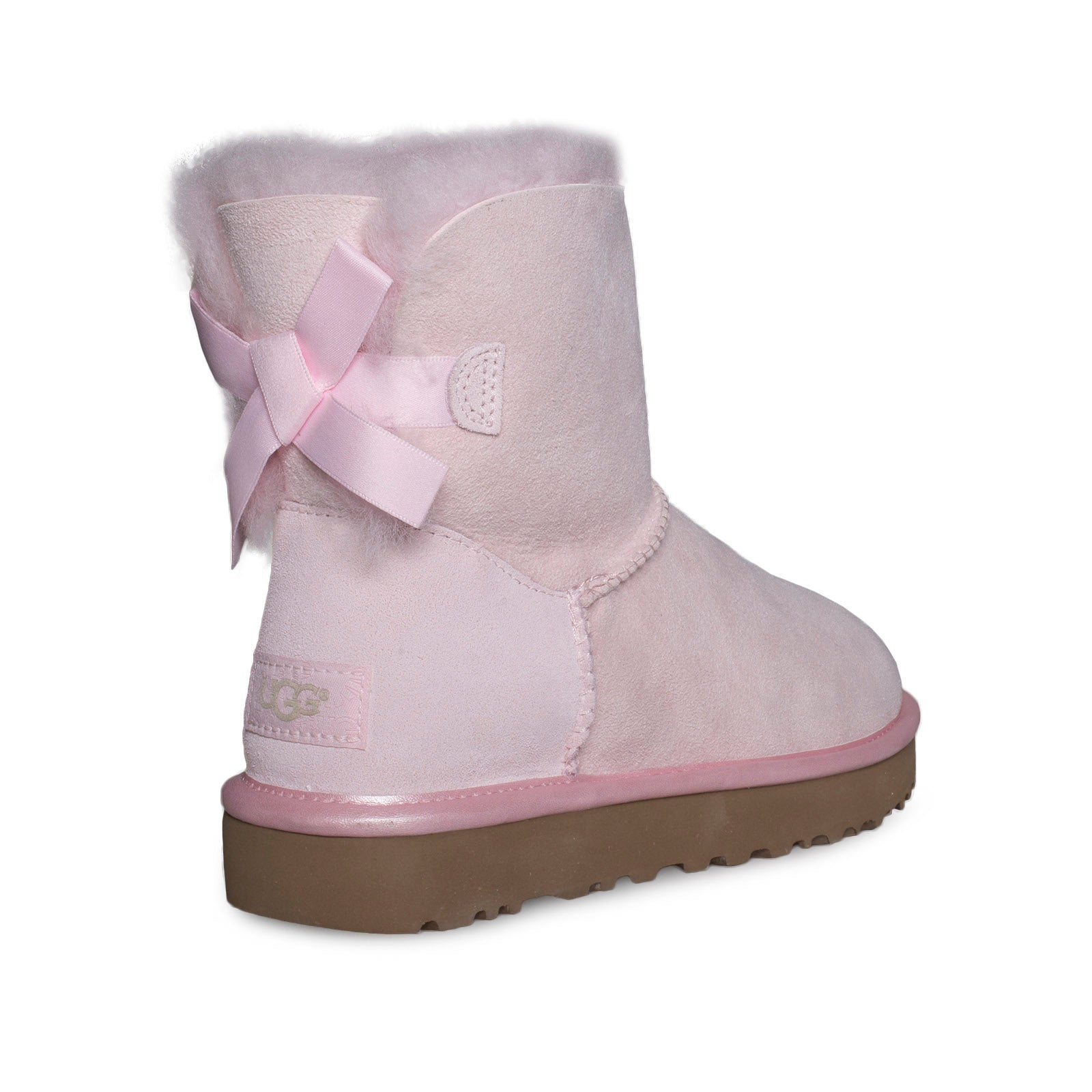 UGG Mini Bailey Bow II Metallic Seashell Pink Boots - Women's - MyCozyBoots
