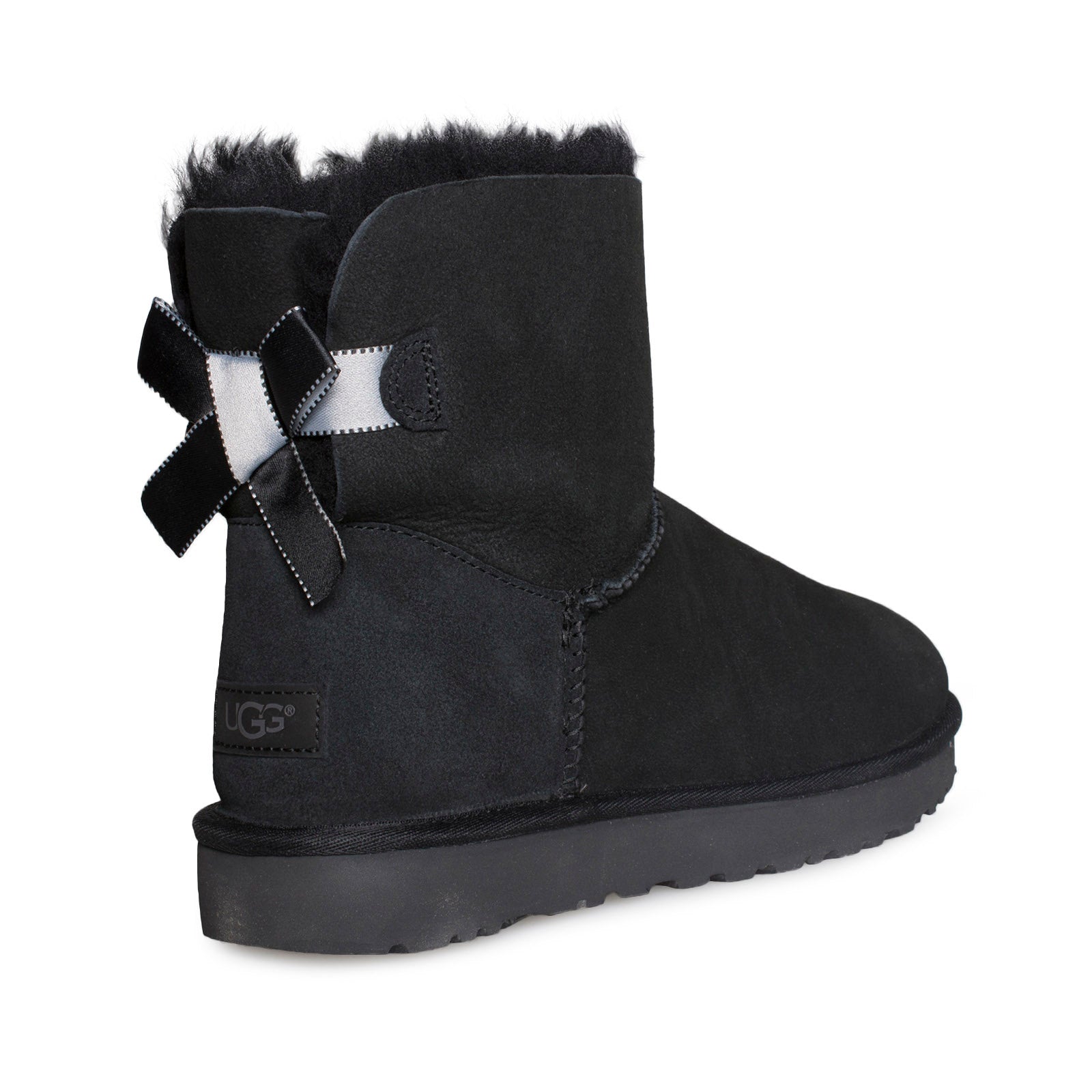UGG Mini Bailey Bow II Shimmer Black Boots - Women's - MyCozyBoots