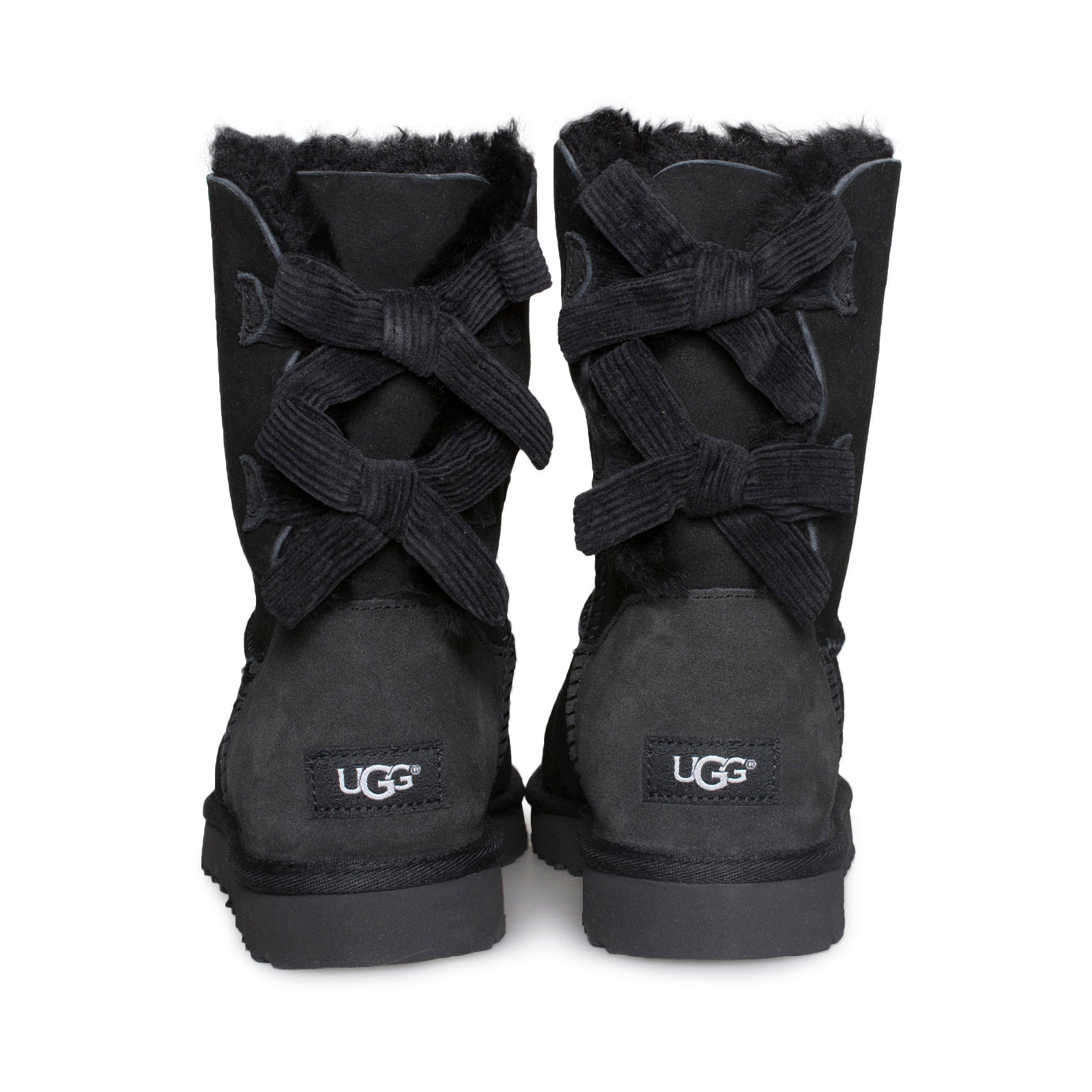 UGG Bailey Bow Corduroy Black Boots - Women's - MyCozyBoots