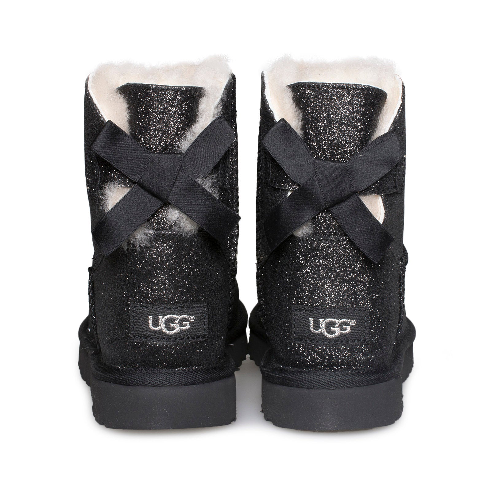 black glitter uggs with bows