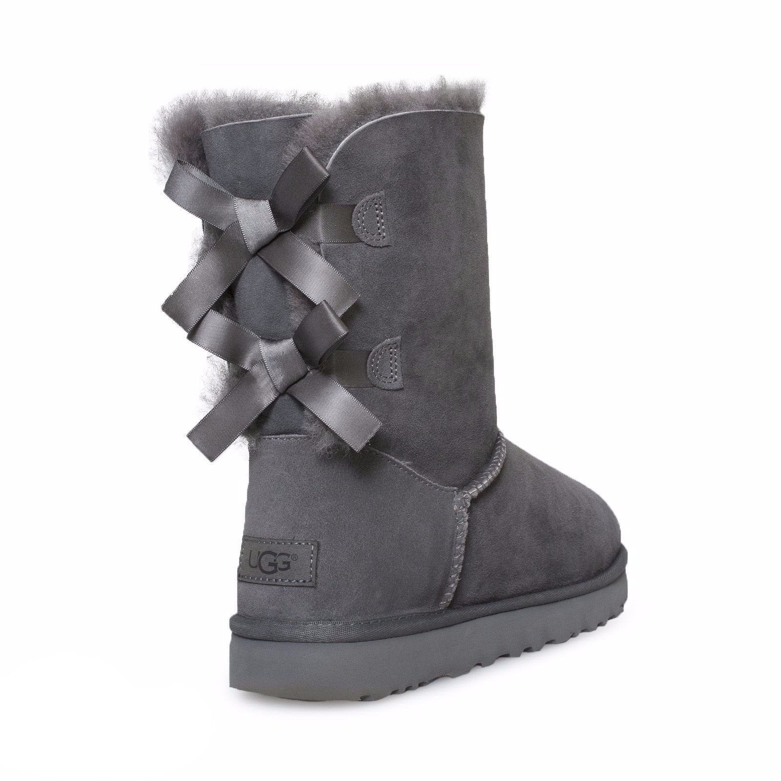 UGG Bailey Bow II Grey Boots - MyCozyBoots