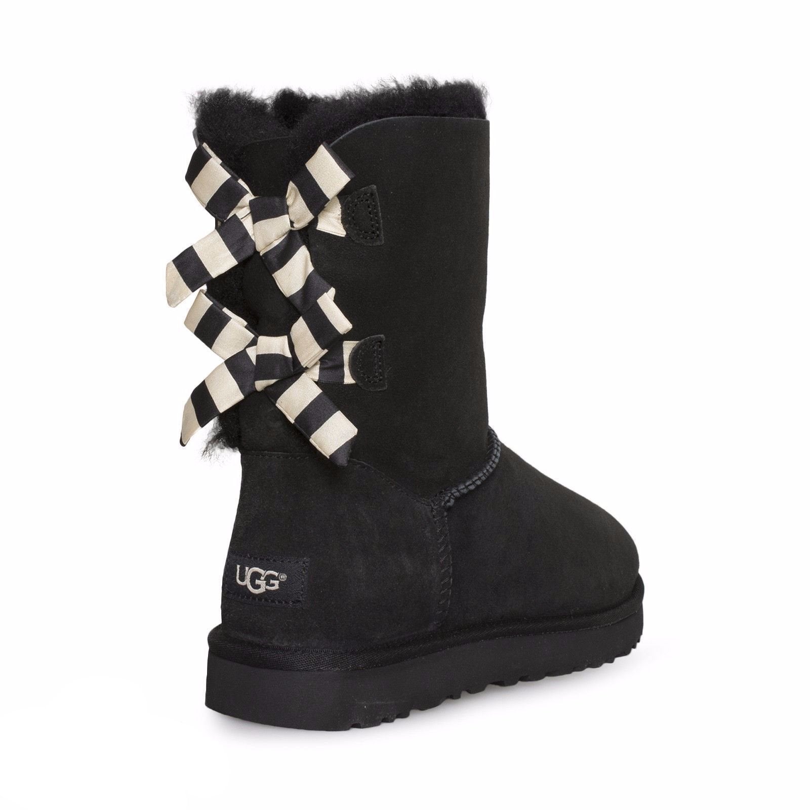 UGG Bailey Bow Stripe Black Boots 