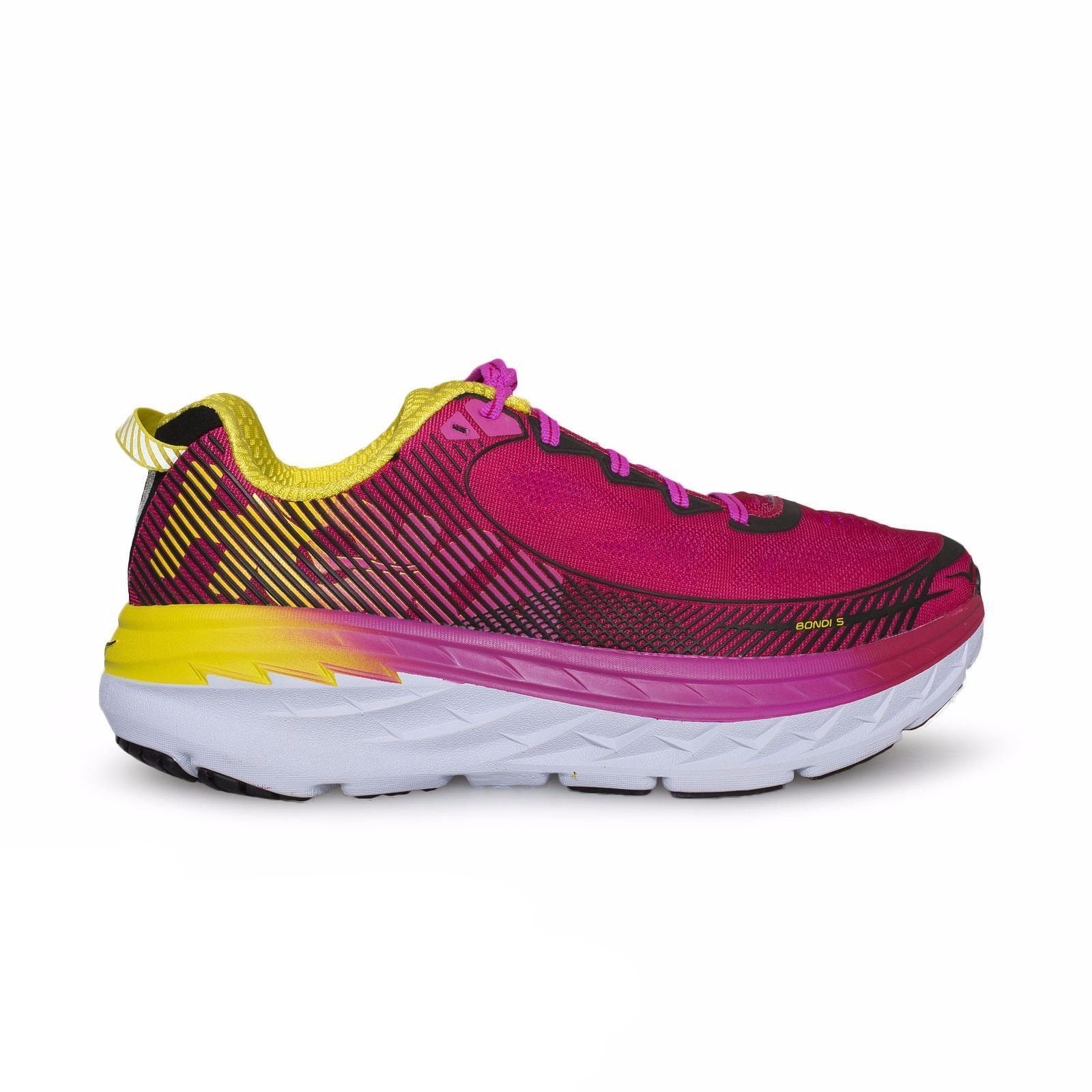 Hoka Bondi 5 Virual Pink / Blazing Yellow Running Shoes - MyCozyBoots