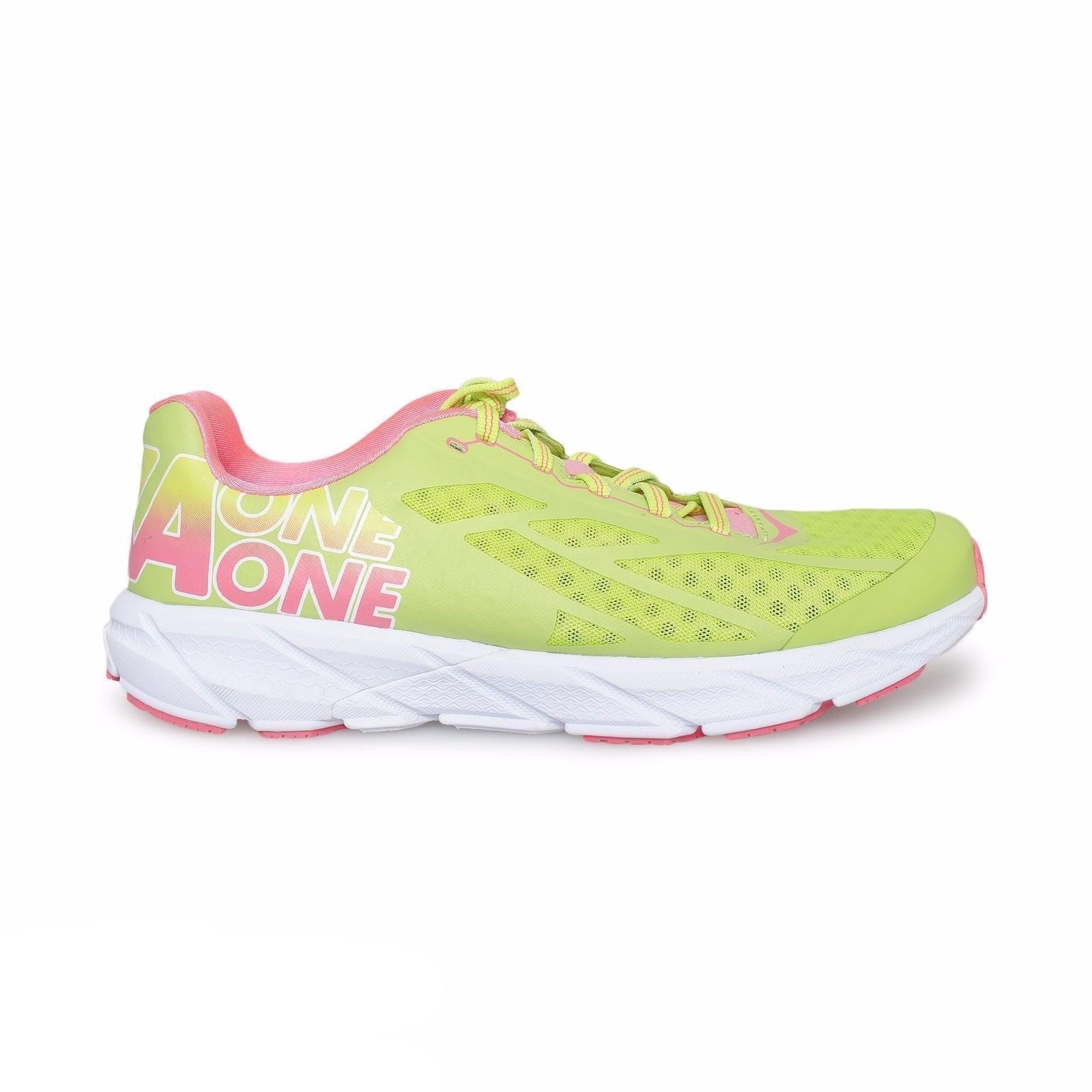 bright green running shoes