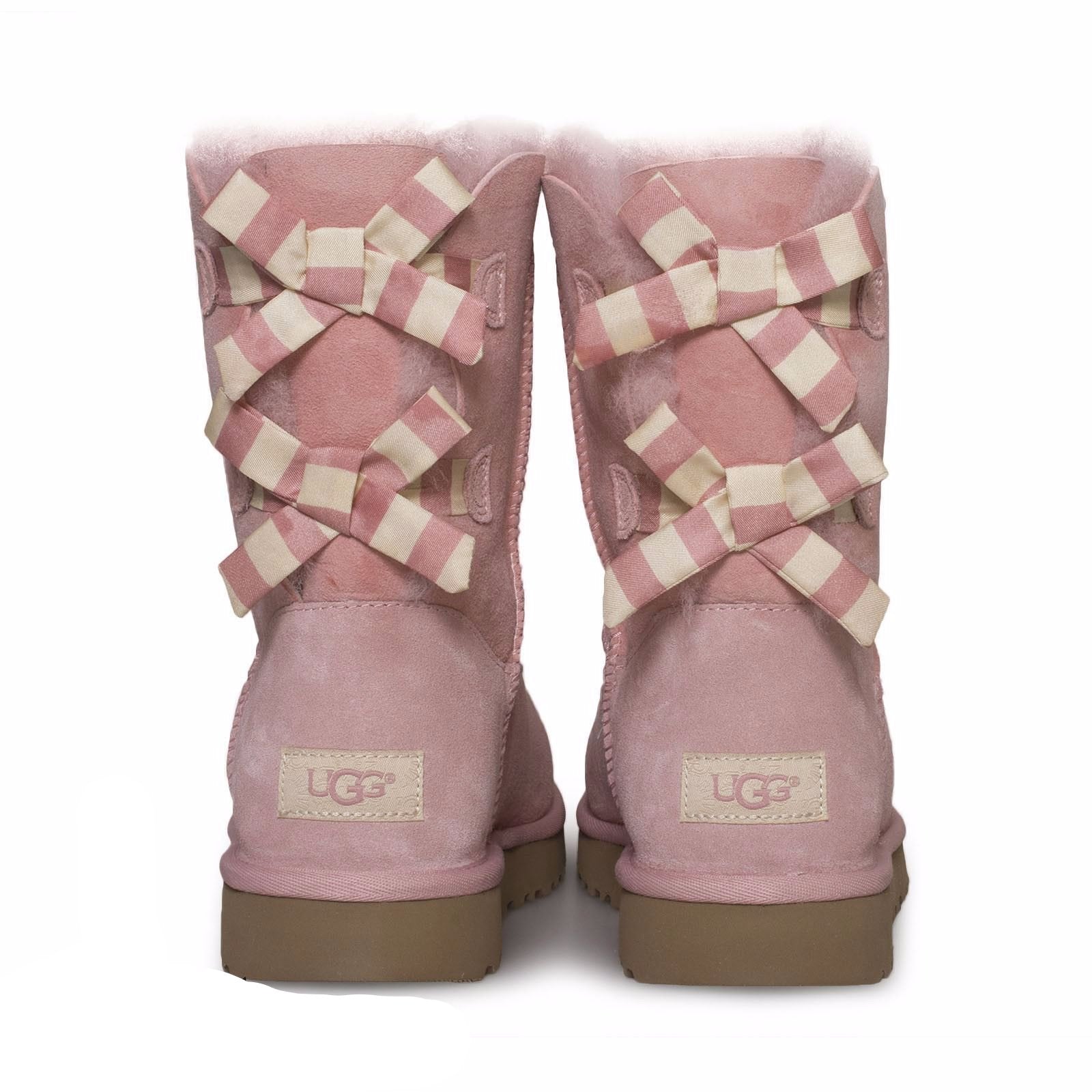 UGG Bailey Bow Stripe Blush Pink Boots 
