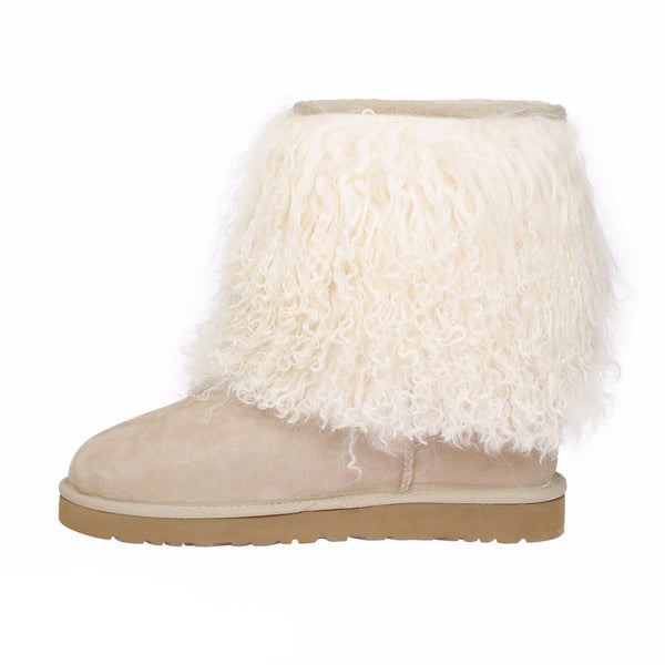 UGG Short Sheepskin Cuff Sand Boots - MyCozyBoots