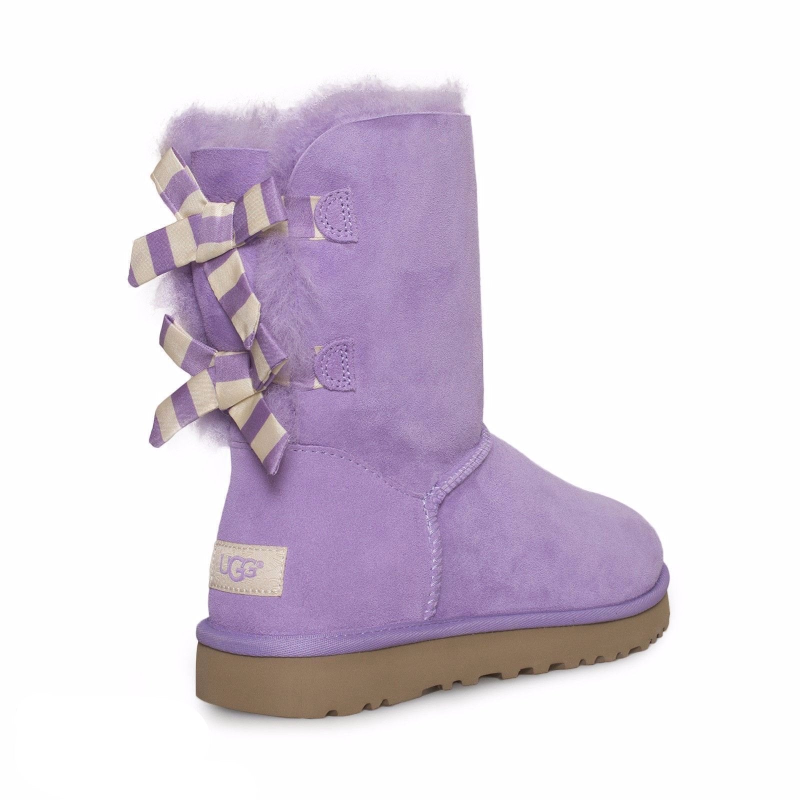 UGG Bailey Bow Stripe Lavender Boots - MyCozyBoots