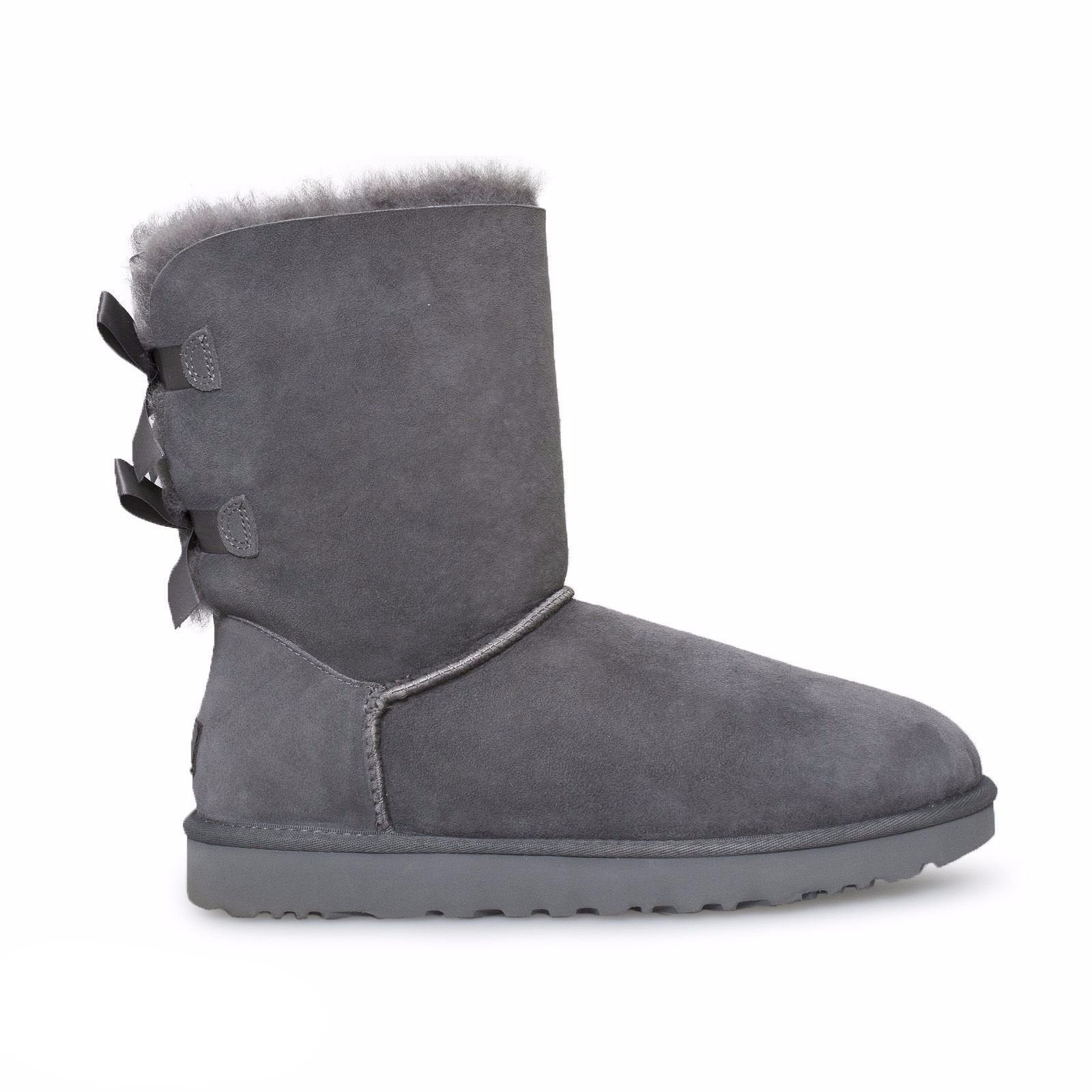 UGG Bailey Bow II Grey Boots - MyCozyBoots