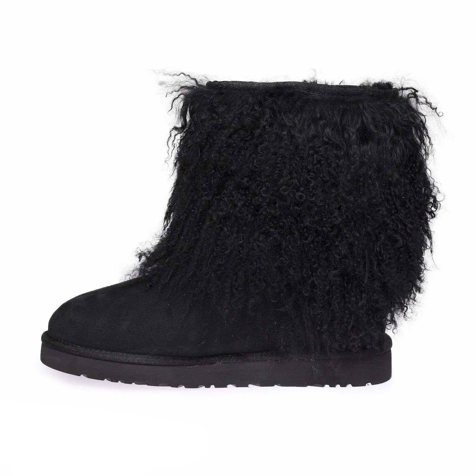 black ugg mongolian short fur boots