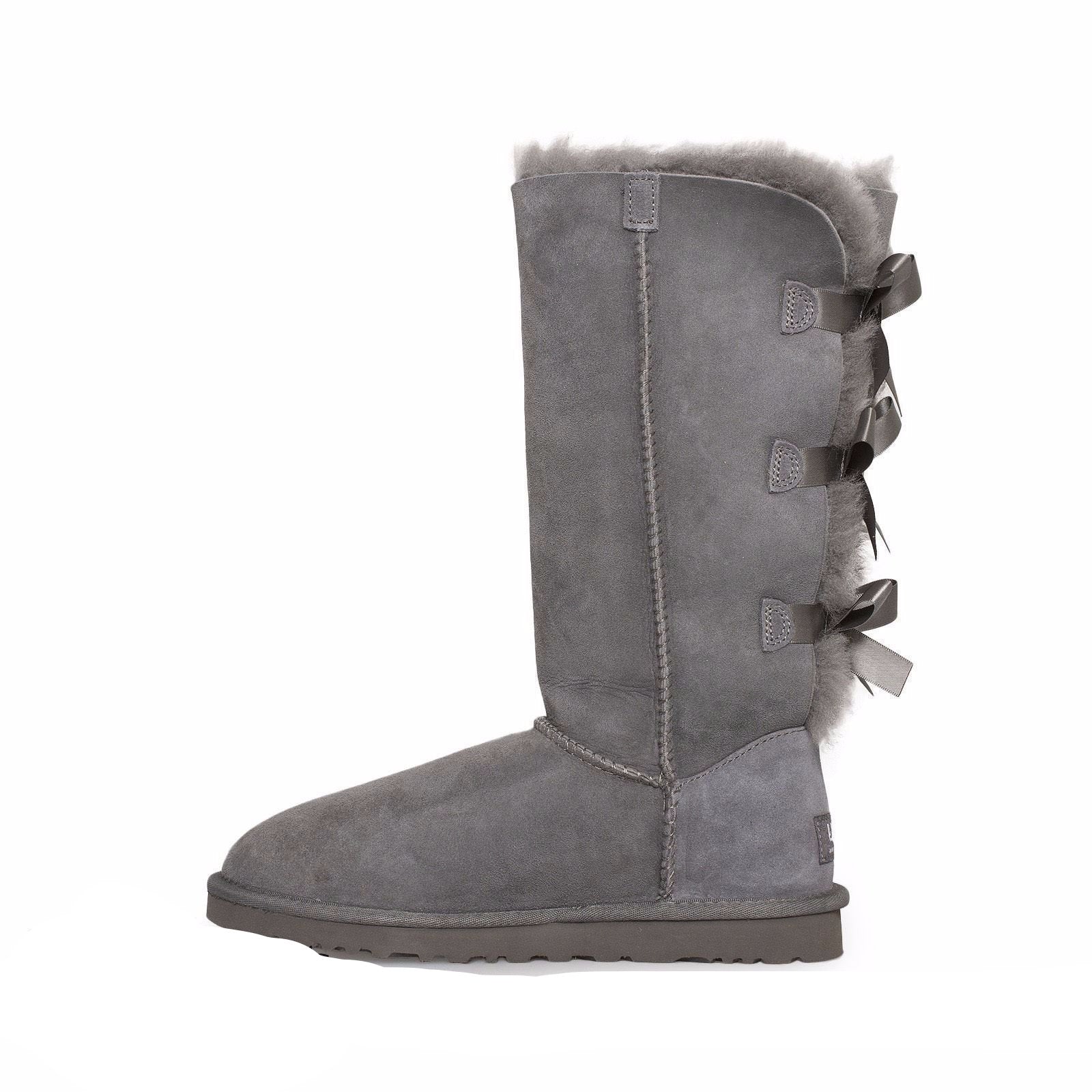 tall gray ugg boots with bows