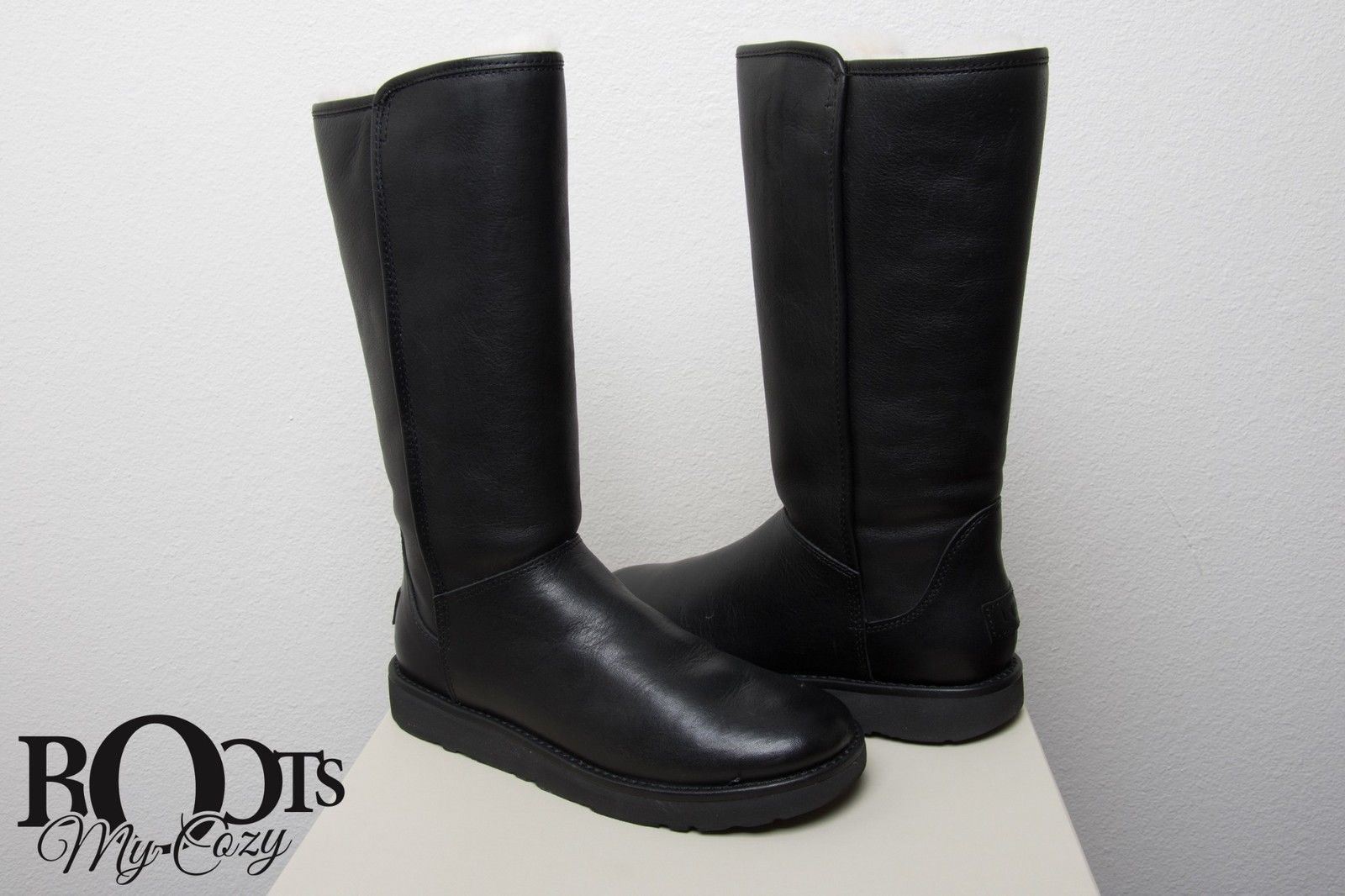 UGG Abree II Tall Leather Nero Boots 