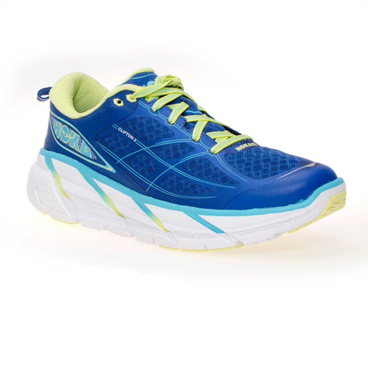 Hoka One One Clifton 2 True Blue / Sunny Lime Running Shoes - Women's ...