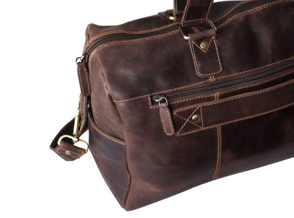 Travel Duffel Bags for Men–Leather Weekender Bag–4 Storage Pockets-Shoulder Strap and Handles - Bayfield Bags