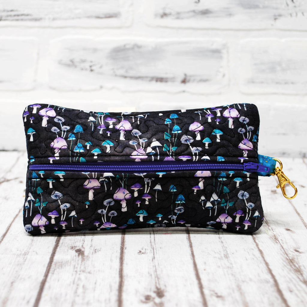 Slim Pencil Case, Zipper Pouch, Pencil Pouch Mushrooms 