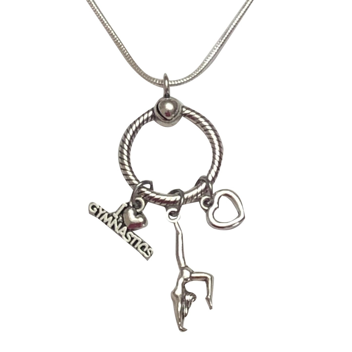 Gymnastics Sterling Silver Necklace with Charm Holder 30 Inches