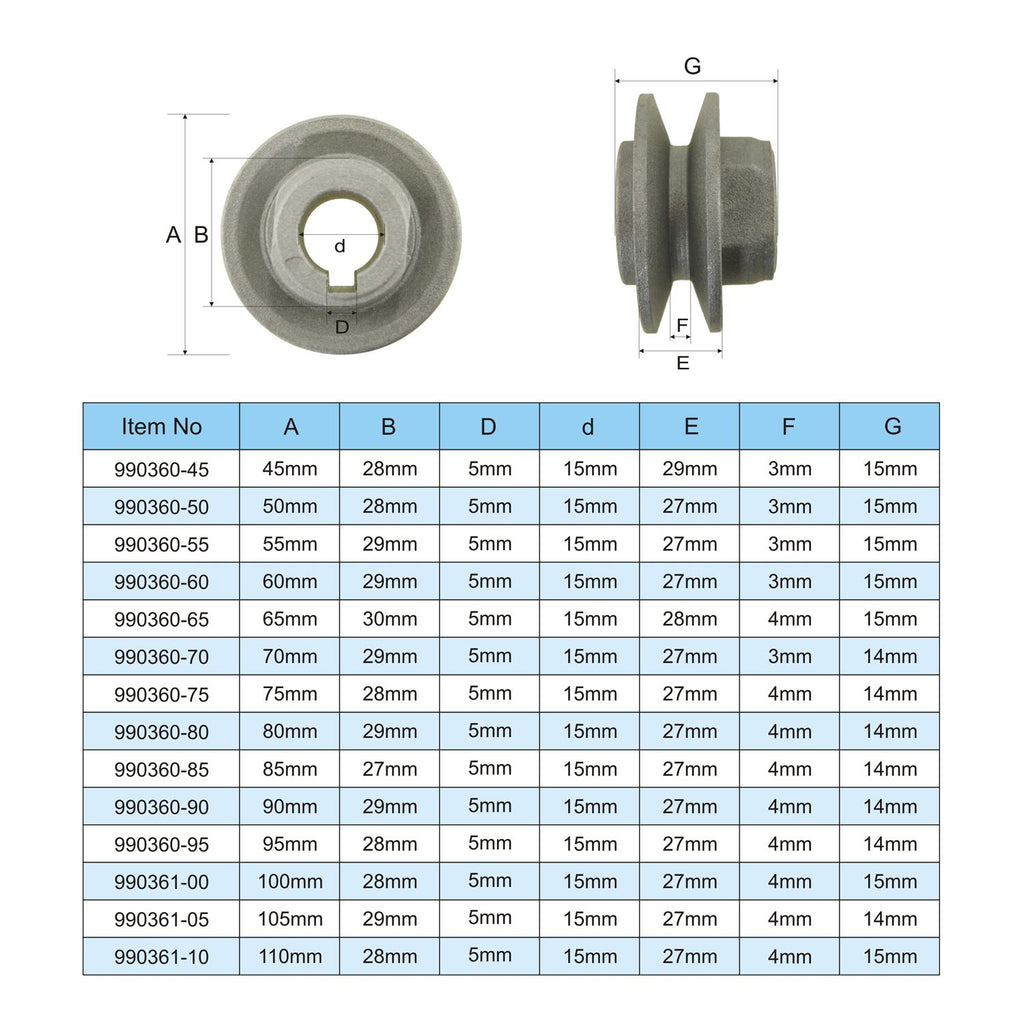 990360 Single Groove Electric Motor Belt Wheel Pulley Aluminium Aimtools