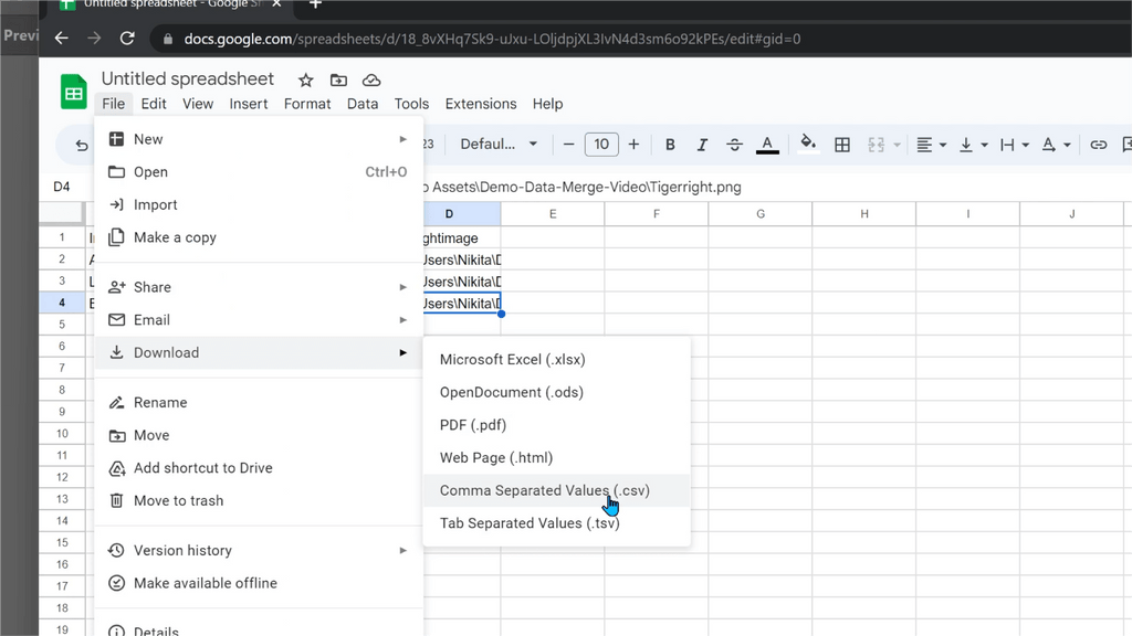 Download Data File as CSV File For Variable Data Merge in Adobe illustrator