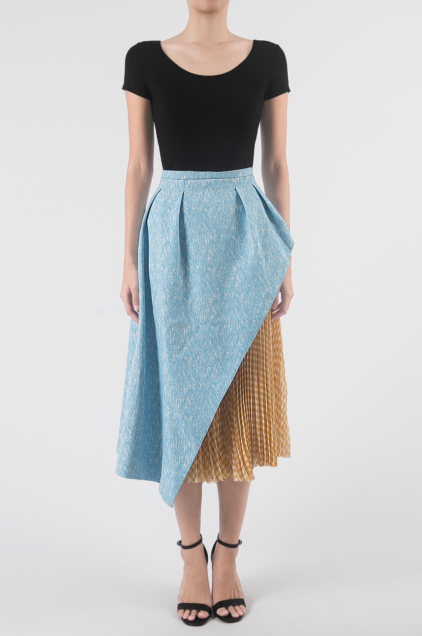 light blue pleated skirt