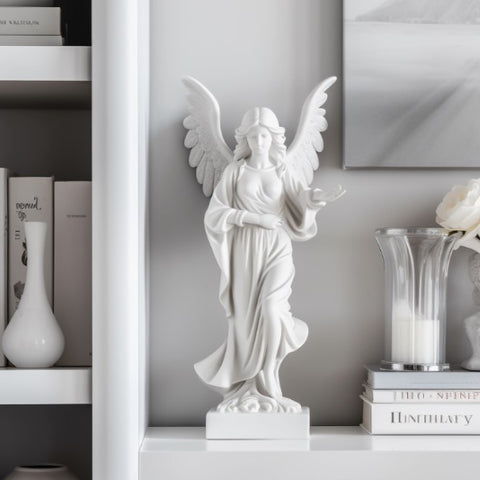 Decorative angel figurine on shelf