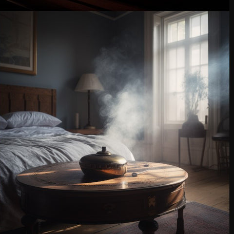 Incense burning in bedroom to create peaceful ambience