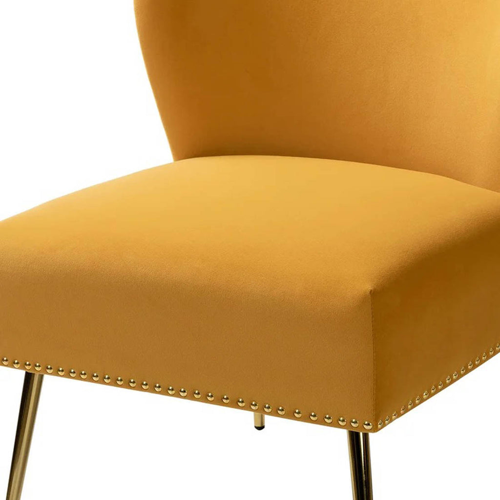 Minimalist Yellow Velvet Lounge Chairs Set Of 2 – WallMantra