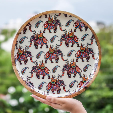 Royal Elephants Round Serving Platter – WallMantra