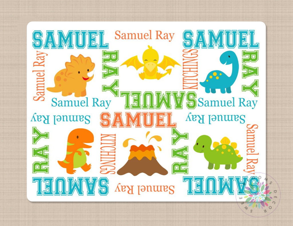 Dinosaurs Baby Name Blanket Monogram Personalized Names Dinosaur Baby Sweet Blooms Decor