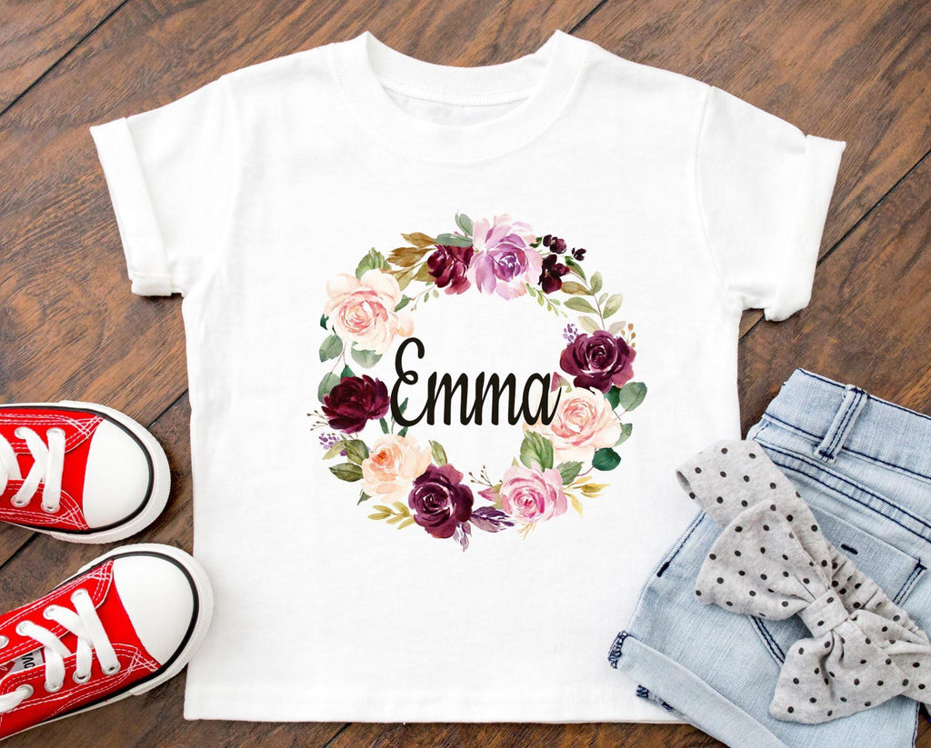 Floral Toddler T Shirt Baby One Piece Bodysuit Kids Girl Personalized Sweet Blooms Decor