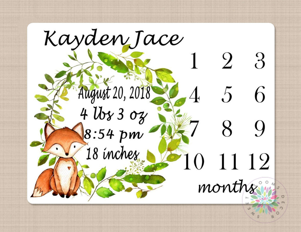 Download Baby Blankets Milestone Blanket For Baby Boy Personalized Baby Blanket Fox Nursery Fox Baby Blanket Monthly Milestone Blanket Fox Milestone Blanket Home Living