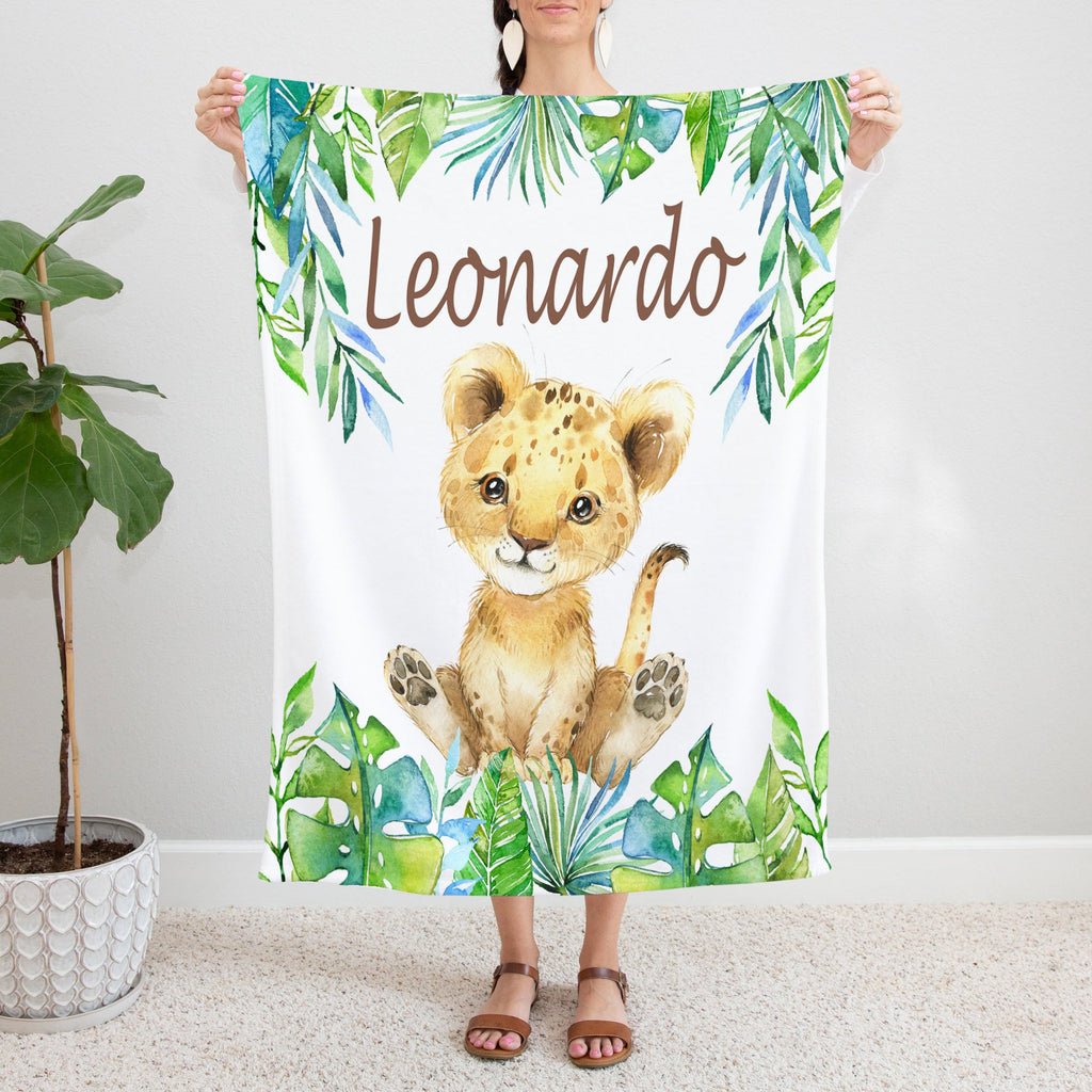 handmade Personalized Baby Boy Heirloom Quilt, Lion Baby