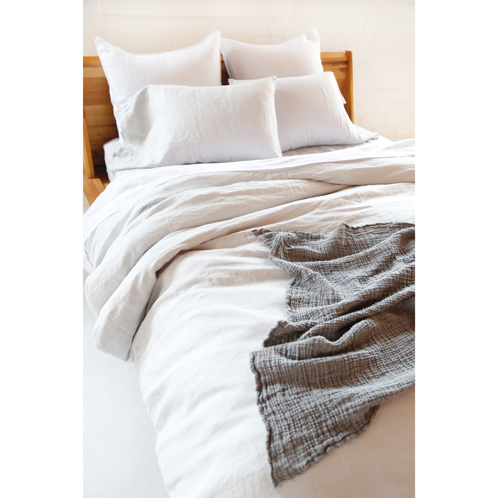 Linen Duvet Pillow Shams Light Grey