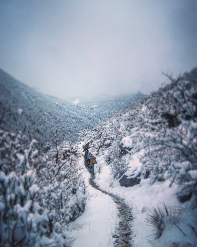 Hiking in the snow, Manitou Springs, Colorado.
